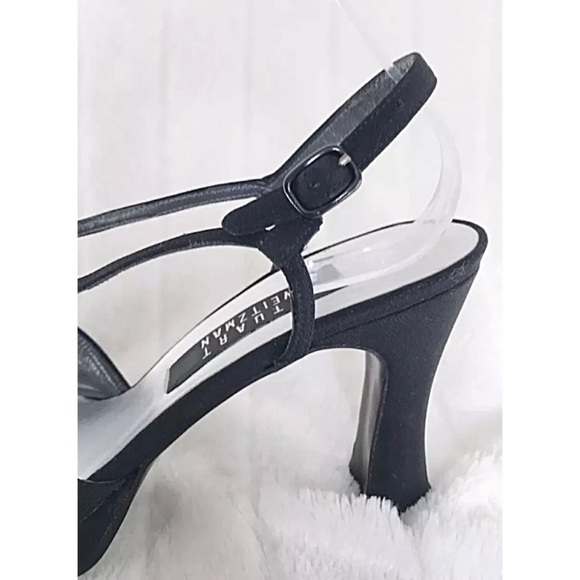 Stuart Weitzman Black Strappy Slingback HeSize 8.5B | Vintage Evening Sandals - Picture 5 of 8